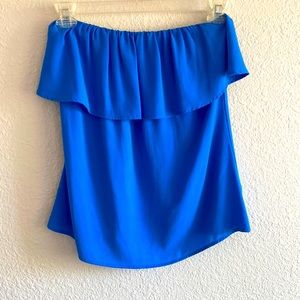 Vici Royal Blue Off-Shoulder Ruffle Blouse